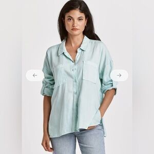 DEAR JOHN  Arianna Front Tie Long Sleeve Button Front Shirt Tencel Relaxed Fit S